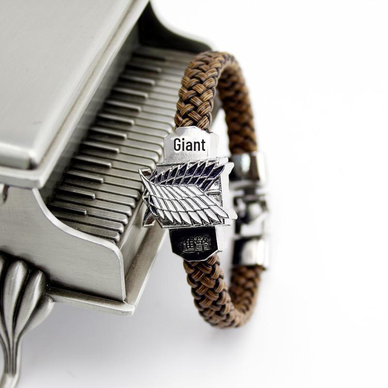 Brățară pentru bărbați împletită cu frânghie din piele din seria de desene animate Allen Giant