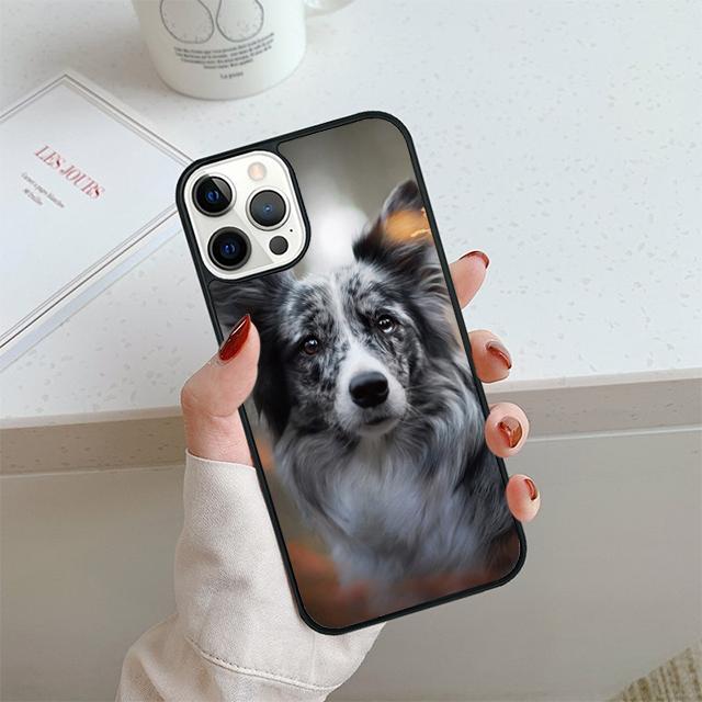Lovely Border collie dog flower Phone Case For iPhone 17 Air 14 15 16 13 12 Cover For Apple Pro Max 6S Plus