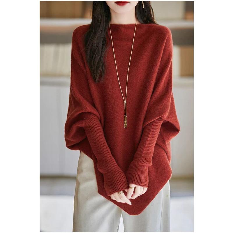 DIMANAF 2025 Autumn Winter Women Sweaters Pullover Tops Knitted Basic Tees Sweater Bat Sleeve Loose