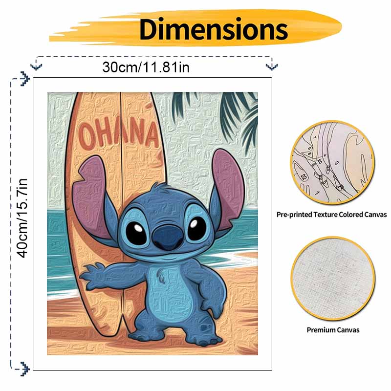 Disney Stitch Surfing Theme Digital Oil Painting Art Kit DIY Handmade Home Decoration Gift