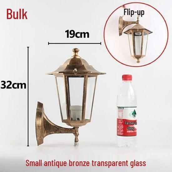 Sechseckige Retro-Außenwandleuchte, Wasserdichte LED, Antike Bronze-/Schwarze Oberfläche für Balkon-Dekoration