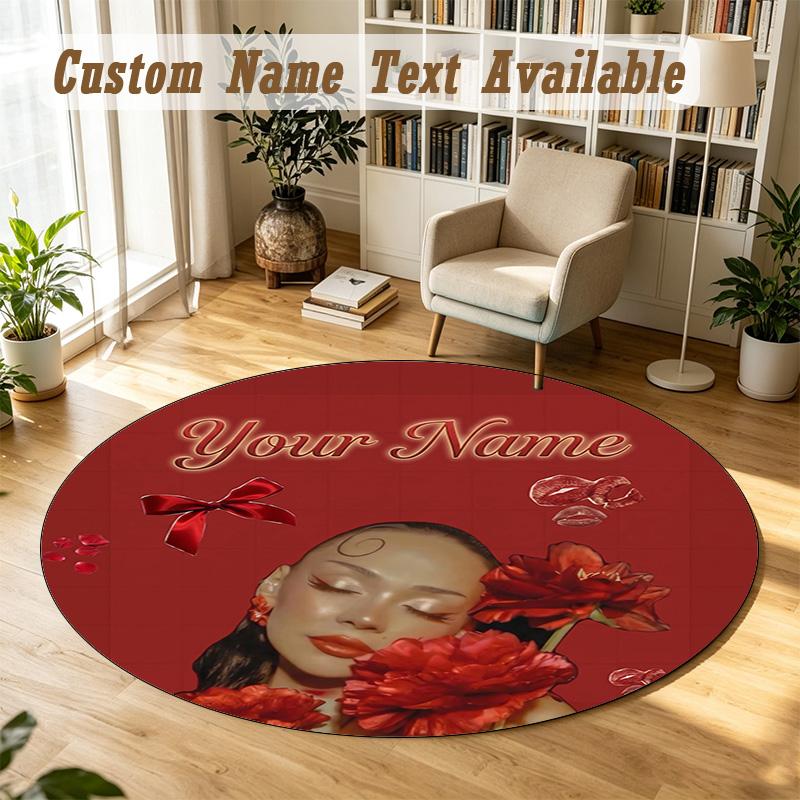 Round Rug Custom NameAyliva Pattern Non Slip Carpet Home Floor Decor