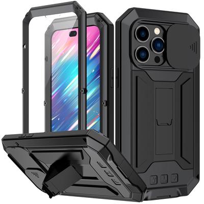 Metalowy futerał pancerny na IPhone 14 Pro Max 14 Plus Case Wytrzymały, zbudowany stojak ochronny na ekran aparatu Pokrowiec na telefon Odporny na wstrząsy Coque Fundas
