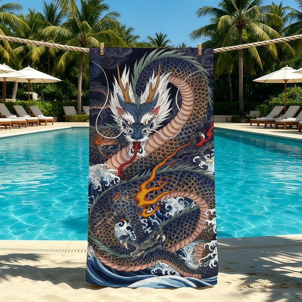 Oriental Dragon Fashion Towel For Outdoor Camping Beach Towel Super Absorbent Quick-Drying Summer Towel