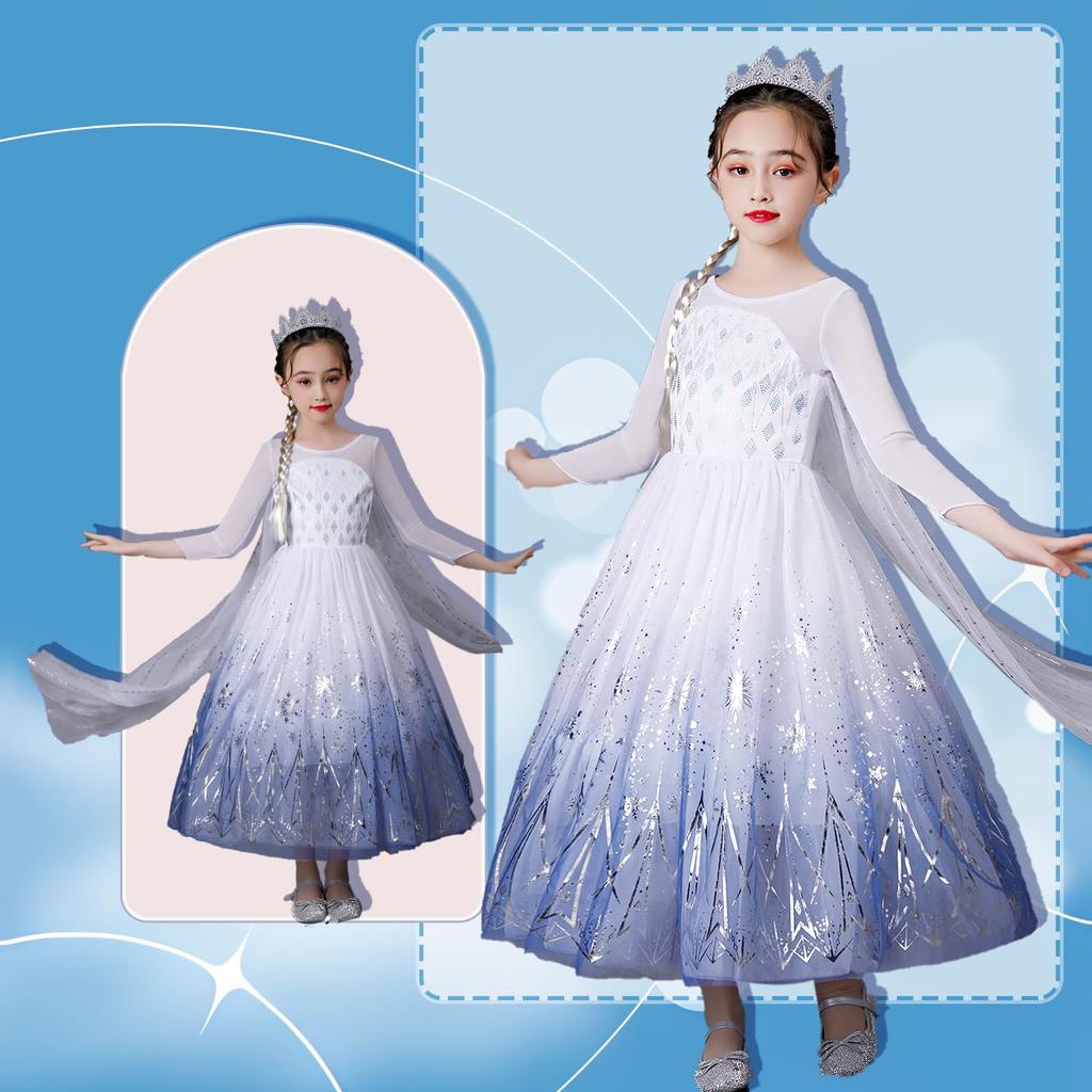 Agture Frozen Elsa Dress for Kids, Princess Costume for Girls, Perfect for Halloween, Birthdays, Parties, Shichi-Go-San, and Christmas Surprises.