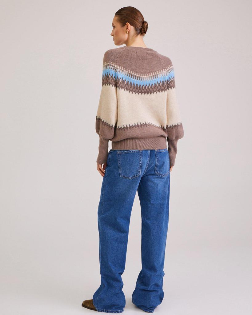 European & American Retro Patchwork Knit Sweater - Autumn/Winter, Round Neck, Long Sleeve
