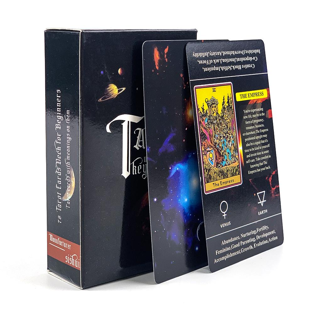 Tarot Cards For Beginners With Meaning On Them, 78pcs-Cards Pocket Size Tarot Learning Deck, Oracle Divination Board Game
