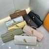 2026 Cross-border Light Luxury Trend Leather Woven Clutch Bag Portable Cowhide Buckle Baguette Bag Dinner Bag Female