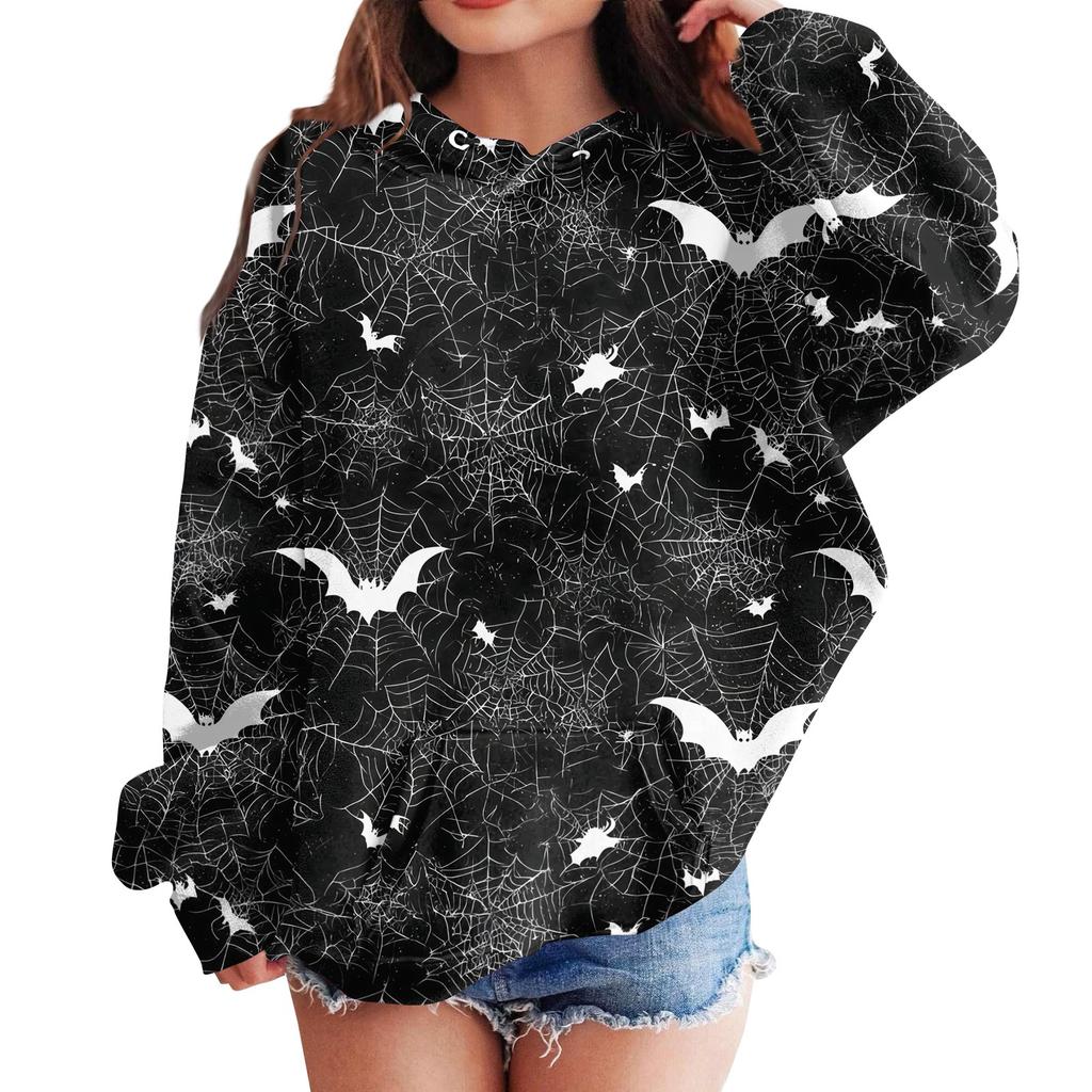 Kids Casual Halloween Print Hoodie for Holiday and Everyday Wear