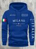 Felpa da uomo Milan italiana per esterni, street, casual, sportiva, vacanze, autunno e inverno alla moda, felpa per coppia, top