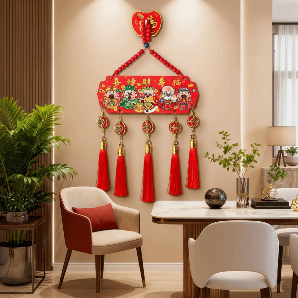 Wooden Material Spring Festival Pendant Chinese Knot Wealth God Decoration  Cultural Display