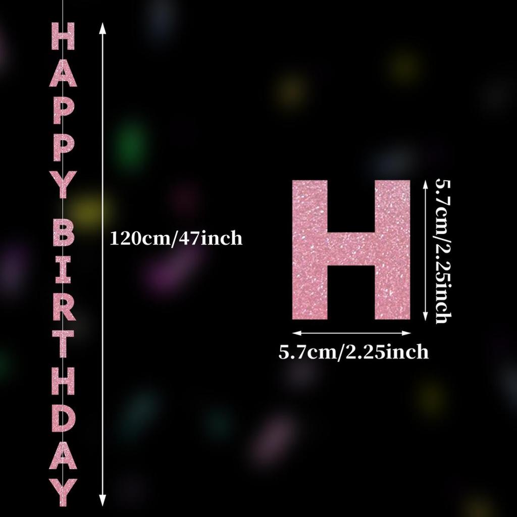 Ins Style Laser Happy Birthday Banner for Party Decorations
