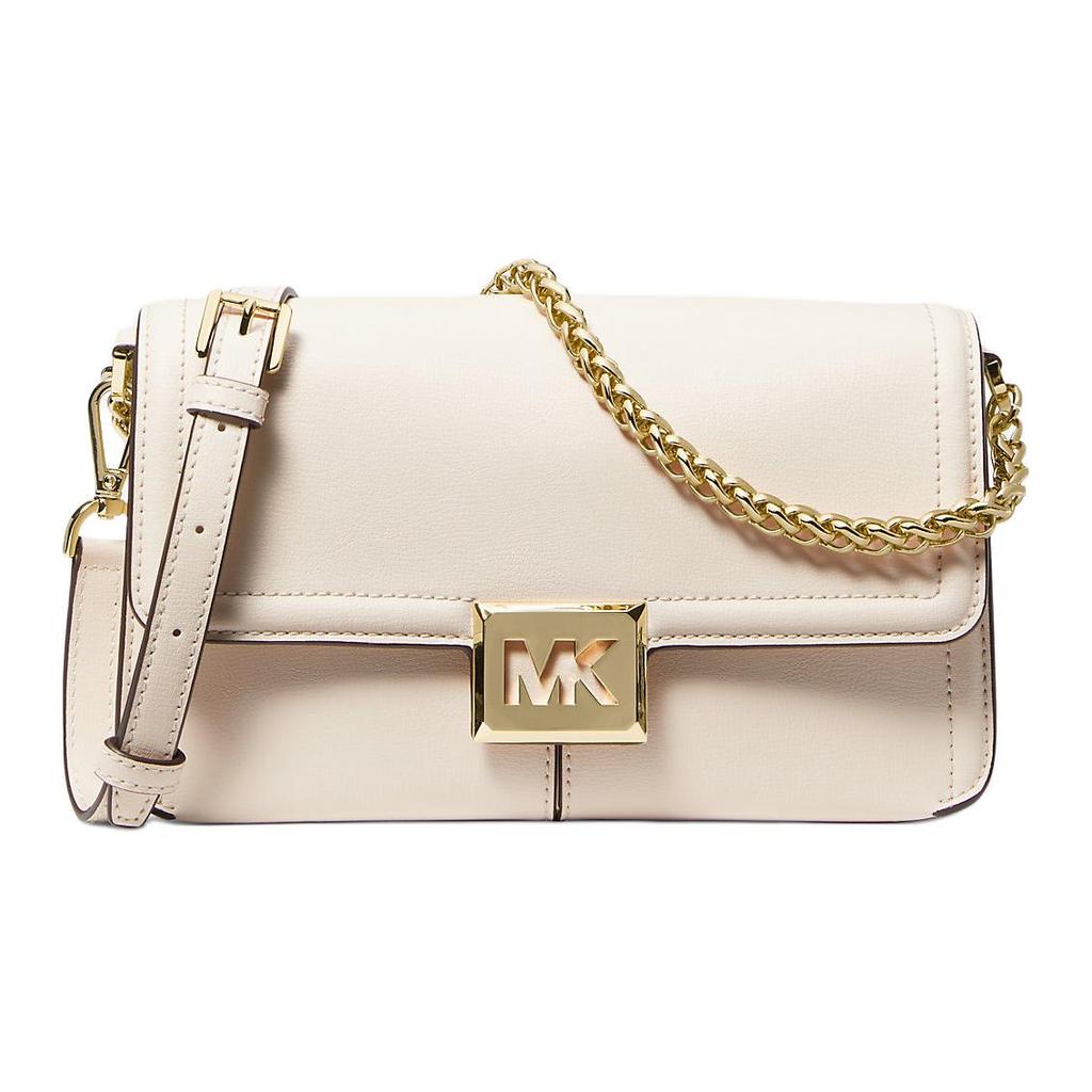 Michael Kors MK Sonia Solid Chain Commuter Leather Crossbody Bag Women Bags White 35F1G6SL3L-085