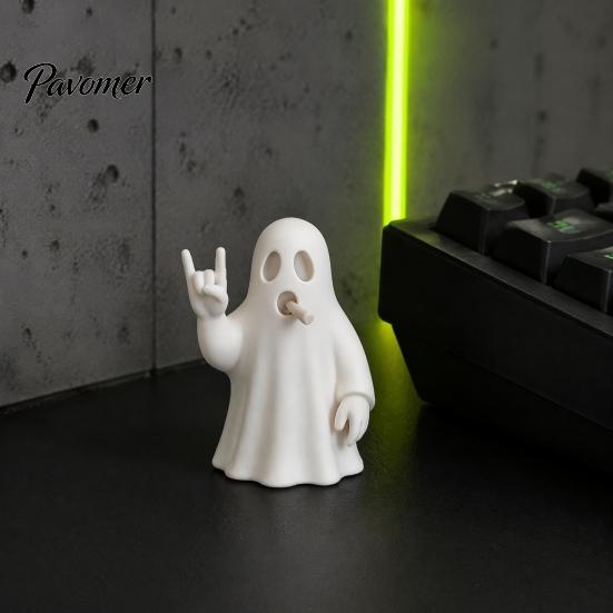 Trendy Metal Geste Beeldje 3D Geprint Rots Geest Figuurtje, Cool Hand Beeldje, Mat Stijl Bureau Decor Wit voor Slaapkamer Gaming Studio, Halloween