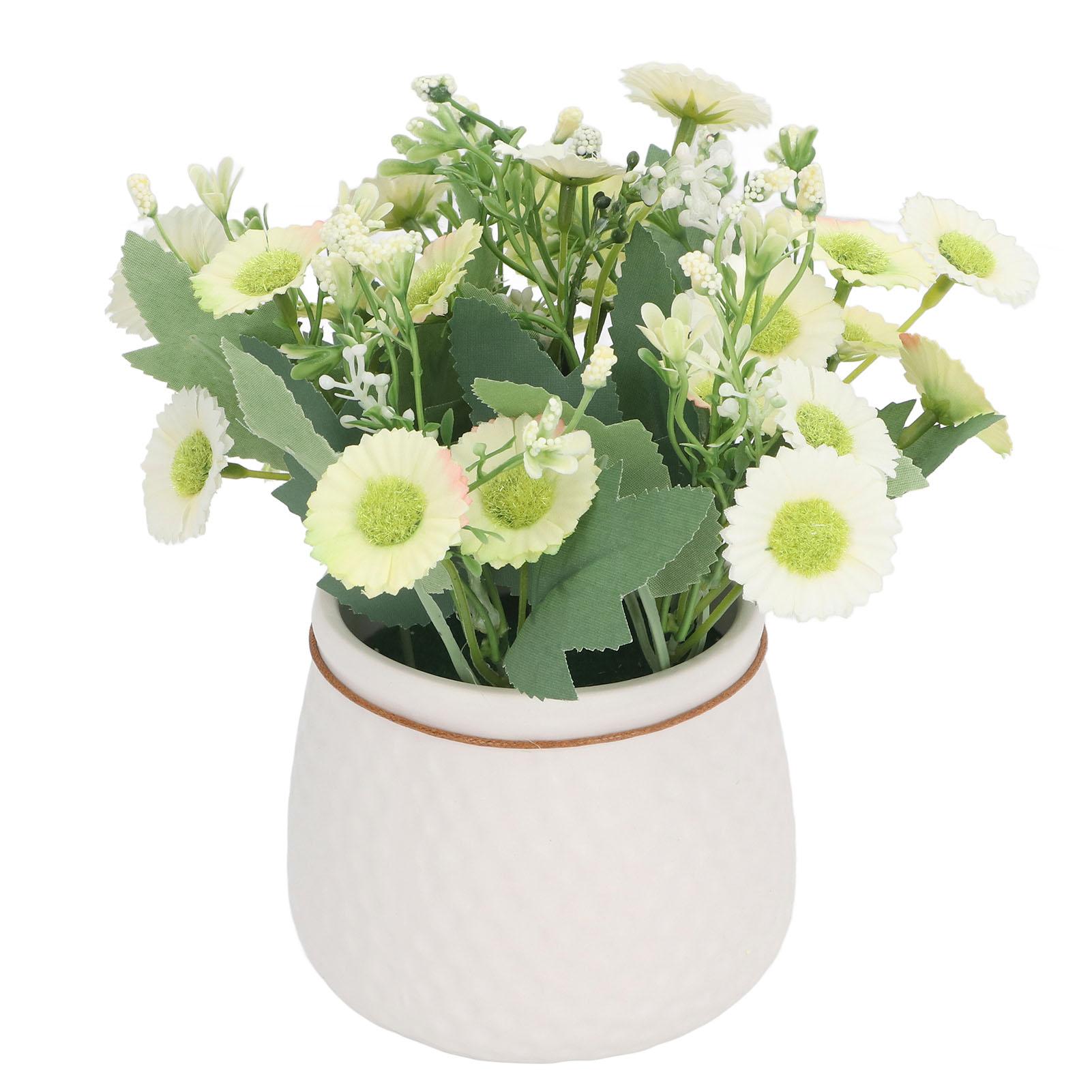Small Artificial Plants Pots Fake Potted Plants Faux Daisy Ornament Home Indoor Outdoor Decor