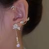 Elegant Camellia and Tassels Ear Cuff Sparkling Zircon Flower Clip on Earring Accessory for Women Fashion Jewelry
