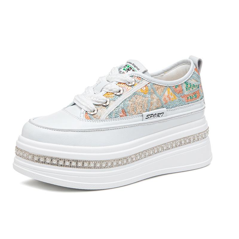 8CM Korean Version Thick Soled Height Increasing Womens Shoes Spring Summer New Comfortable Breathable Mesh Sports Casual Shoes