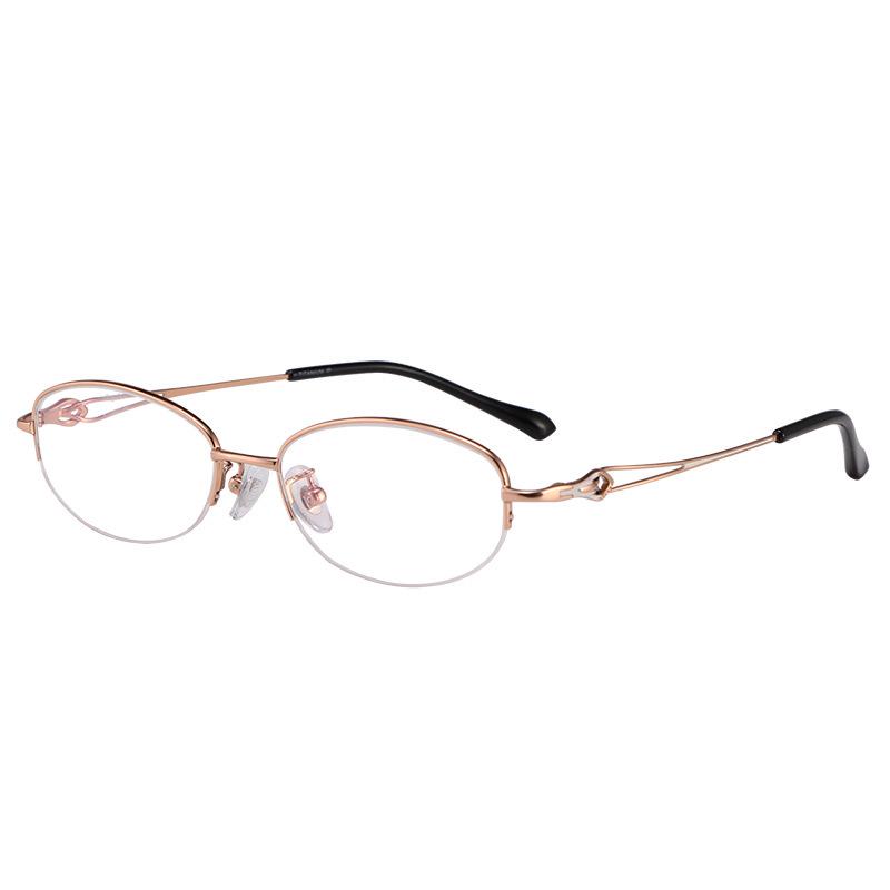 Women's Elegant Ultralight Pure Titanium Half-Rim Glasses for Myopia, Astigmatism, or Reading