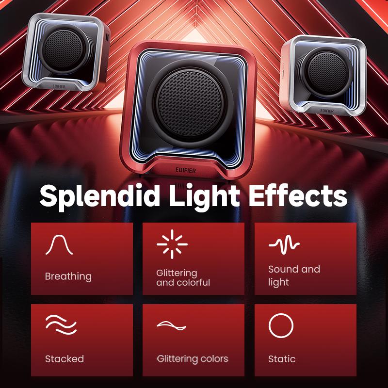 Edifier QS20 Portable Speaker with Ambient Light Bluetooth V6.0 IP67 Stereo Pairing Multipoint Connection Speaker with Mic
