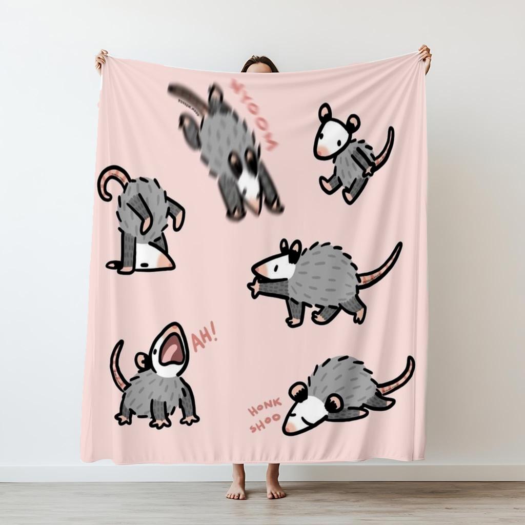130×150cm Niedliches Opossum Tiere Dünne Bedruckte Decke Camping Überwurf Bett Sofa Büro Klimaanlage Weich Freizeit Paar Geschenk