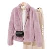 Women's Double-Sided Thick Fleece Jacket, Warm Coral Polar Fleece, Stand Collar, Plus Size, Perfect for Autumn and Winter.