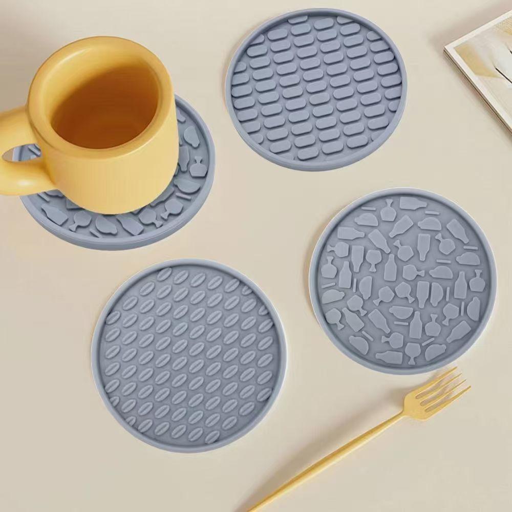 Silicone Drink Coasters with Holder, Set of 6, Outdoor Cup Mat for Hot or Cold Drinks, Thickened, Non-Slip,Non-Stick,