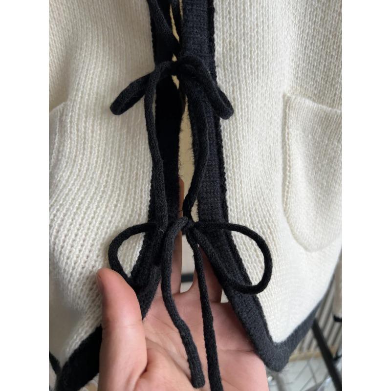 Pletený kardigan s páskem Módní sešívaný barevný blokový design Dámský pletený kardigan s dlouhým rukávem