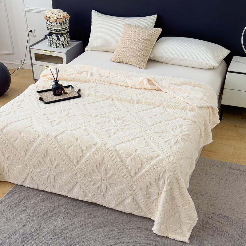 Double-Sided Velvet Cloud Mink Flannel Jacquard Blanket - Multifunctional Throw Gift.