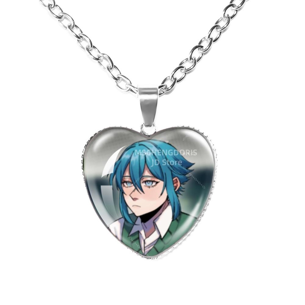 Solivan Brugmansia Sol 'The Kid At the Back' Anime Glass Cabochon Heart Shaped Pendant Necklace Charm Jewelry Gift