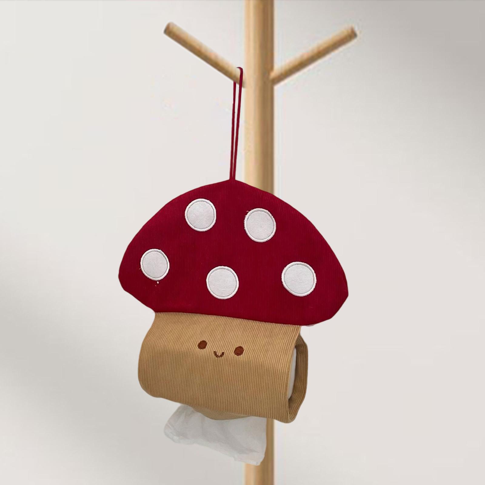 

Mushroom Tissue Box Cover Cartoon Wall Mounted Tissue Holder Organizer for Kitchen Home Decor Bathroom Bedroom Living Room червоний