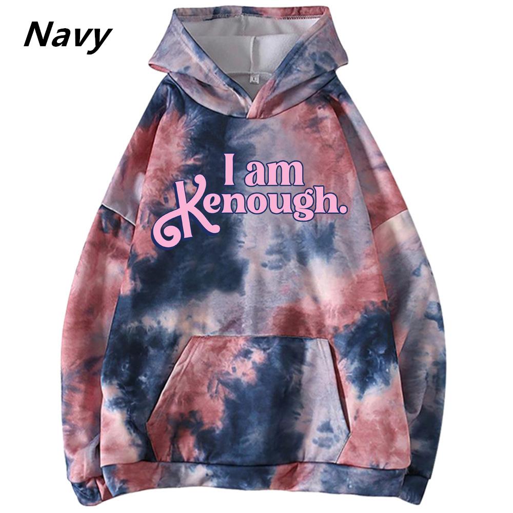 

Толстовки с капюшоном I Am Ken Enough, толстовки с буквенным принтом I Am Kenough, повседневные топы с длинными рукавами для мужчин и женщин XXXXL темно-синий