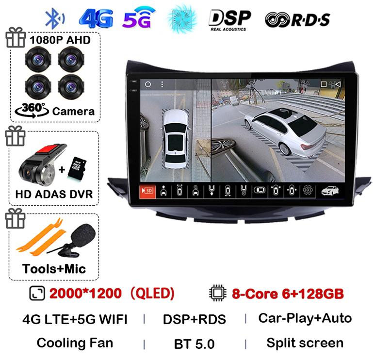 Android 14 Carplay Auto For Chevrolet Trax 2017 2018 2019 Navigation Car Radio 2 DIN GPS Stereo Multimedia Player Head Unit DSP