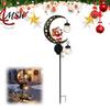 Warm Glow Landscape Lights Santa Garden Stake Light, Solar Powered Crescent Moon Lamp, Double Outdoor Holiday Decorative Glass Globes, Christmas