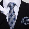 Men's 8cm Solid & Polka Dot Plaid Tie Set with Cufflinks & Pocket Square