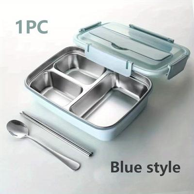 Auslaufsichere Lunchbox aus Edelstahl mit 3/4 Fächern – langlebiger, leicht zu reinigender Bento-Behälter für Studenten und Büroangestellte
