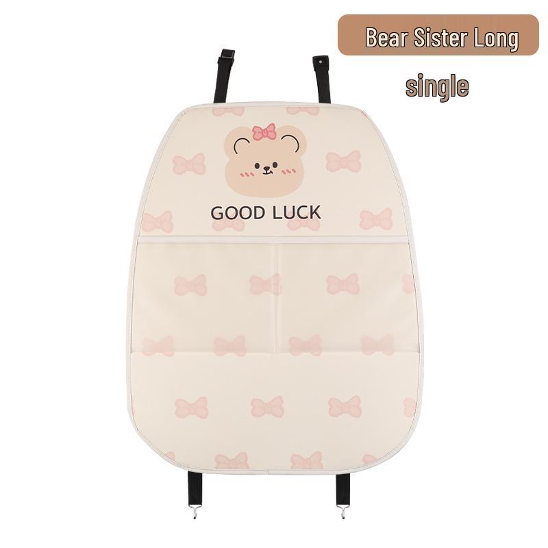 Car Seat Back Organizer with Kick Mat and Storage Compartments