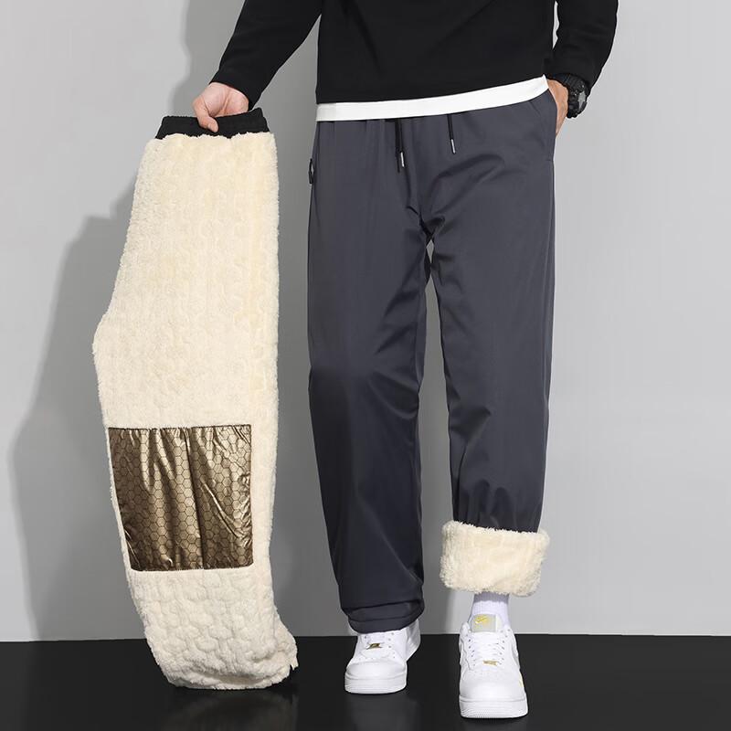 Langsha Men's Thermal Fleece Pants with Graphene Knee Support