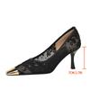 Mode Mode Metall Eckige Zehenpartie Schnürung Luftmaschen Damen Pumps Elegant Dünne Hohe Absätze Büro Damen Schuhe Frühling Herbst Party Kleiderschuhe