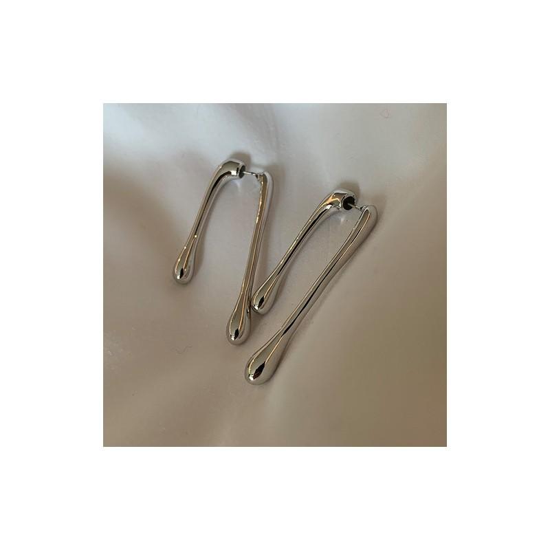 Trendy Asymmetrical Metal Earrings Chic Gold And Silver Fashion For Women