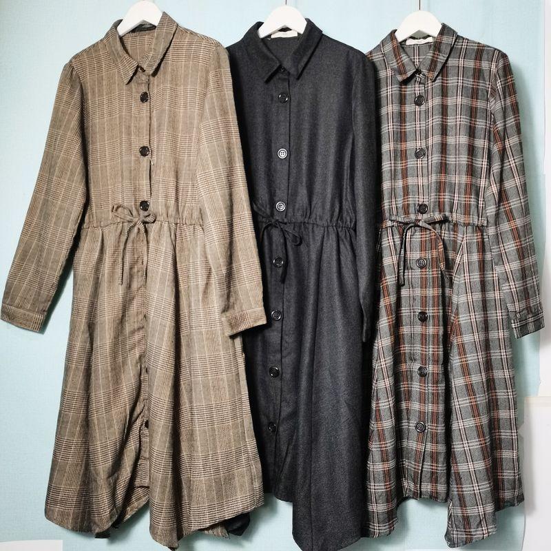 Export Export Cut Label Waist-Controlled Lace-up Long Sleeves Open Heart Dress Women's Long Shirt Dress Large Skirt Artistic Fan Qiu