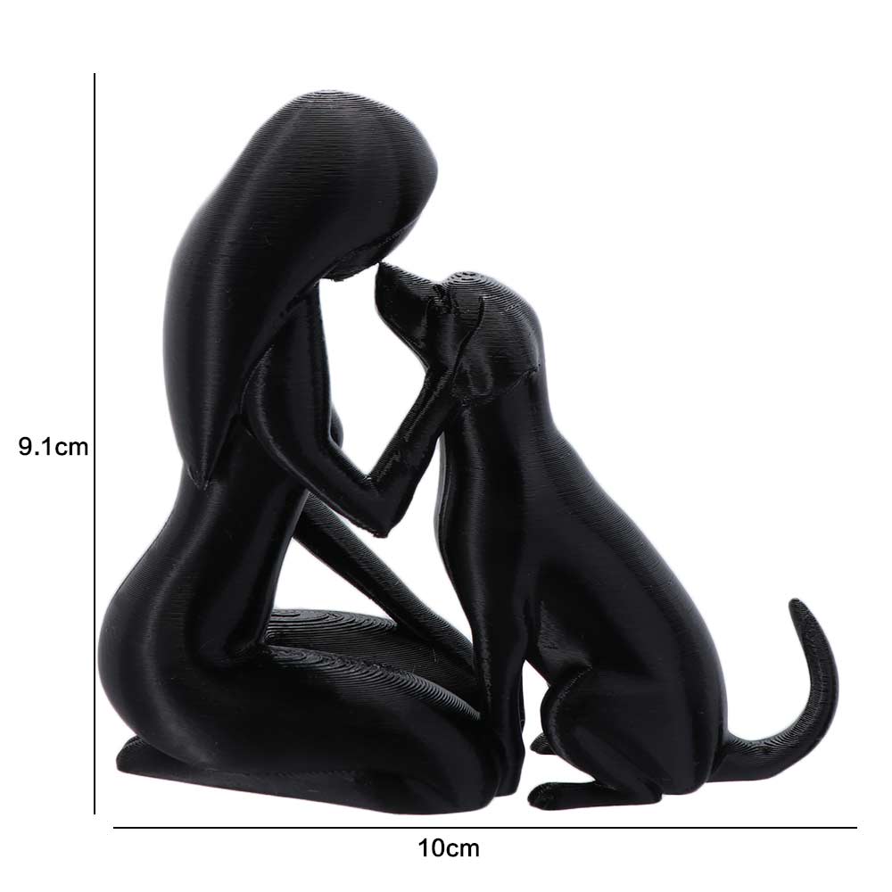 Pet Lover Art Woman and Dog Friendship Sculpture 3D Printed Desktop Dog Statue Bookshelf