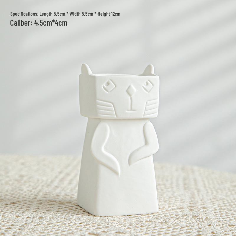 Modern White Ceramic Vase for Small Fresh or Dry Flowers - Dining Table & Living Room Decor