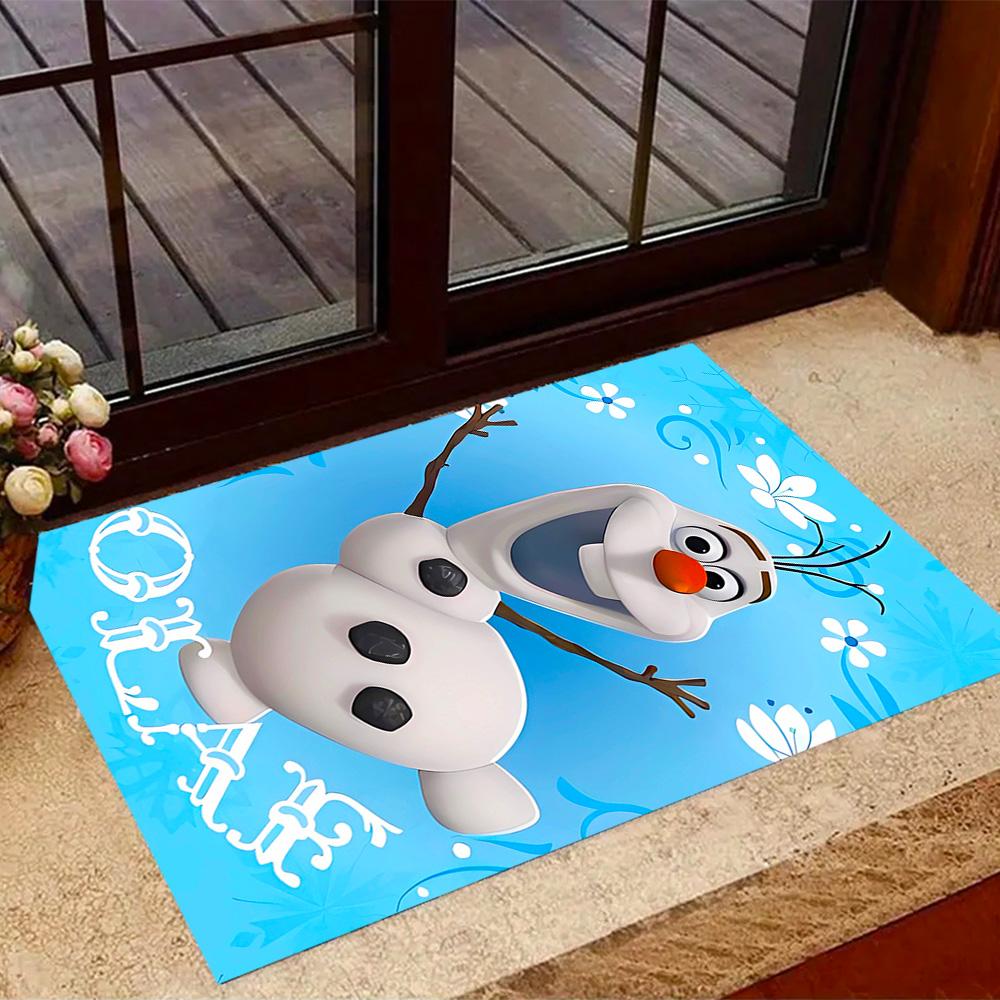 Frozen Olaf Cartoon Theme Non-Slip Rug - Made of Polyester, Suitable for Home Décor, Bedrooms, Living Rooms, Entryways, and Studios.