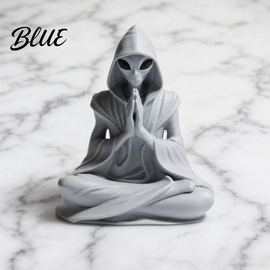 Bookcase Alien Figurine Ornament Matte Meditation Zen Statue 3D Printed Desk Decor Gray Figure Cute Extraterrestrial for Home Office