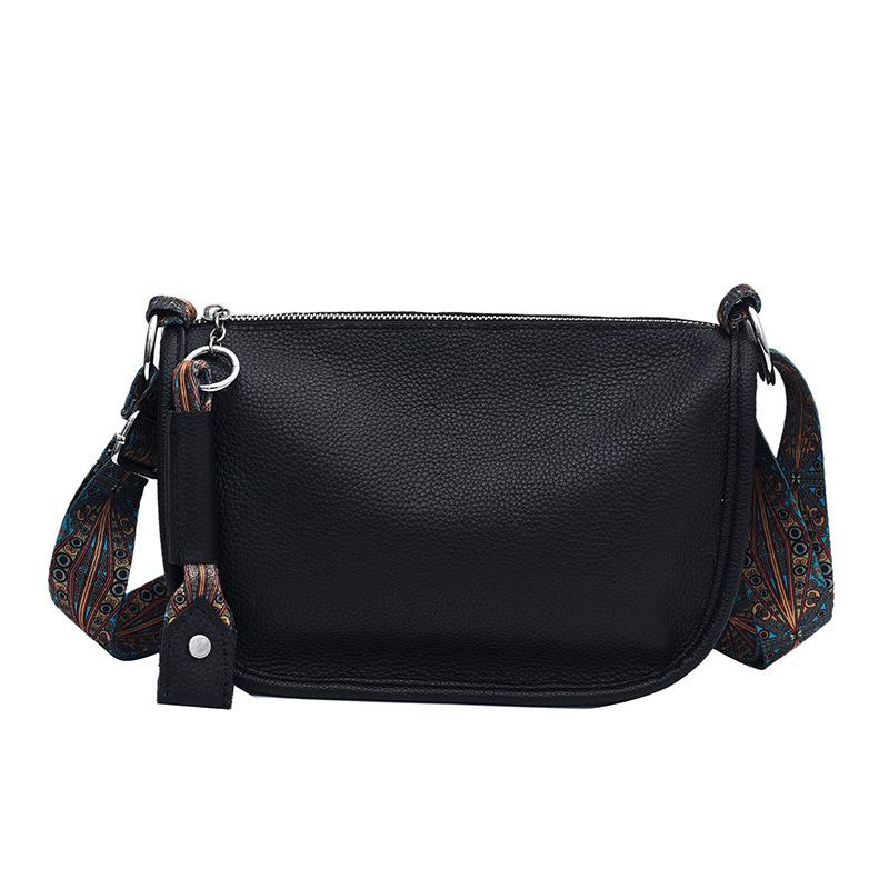 Top-Grain Leather Saddle Crossbody Bag for Women, Large Capacity Genuine Leather Shoulder Purse