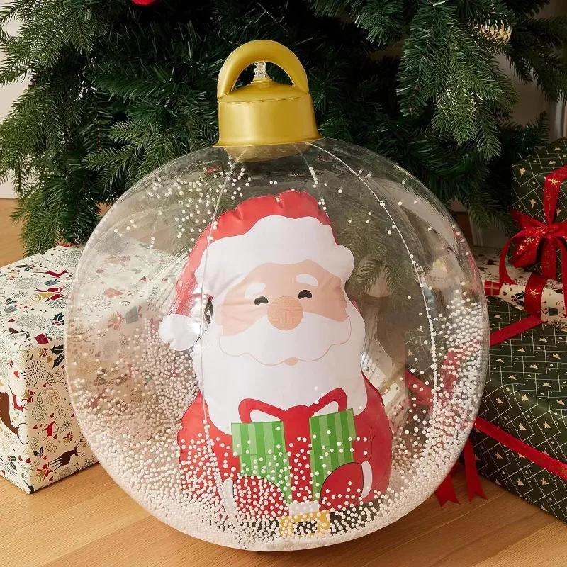 1PC 24 Inch Inflatable Christmas Balls with Lights Outdoor Christmas Decorations PVC 60CM Giant Christmas Balls Holiday Decor