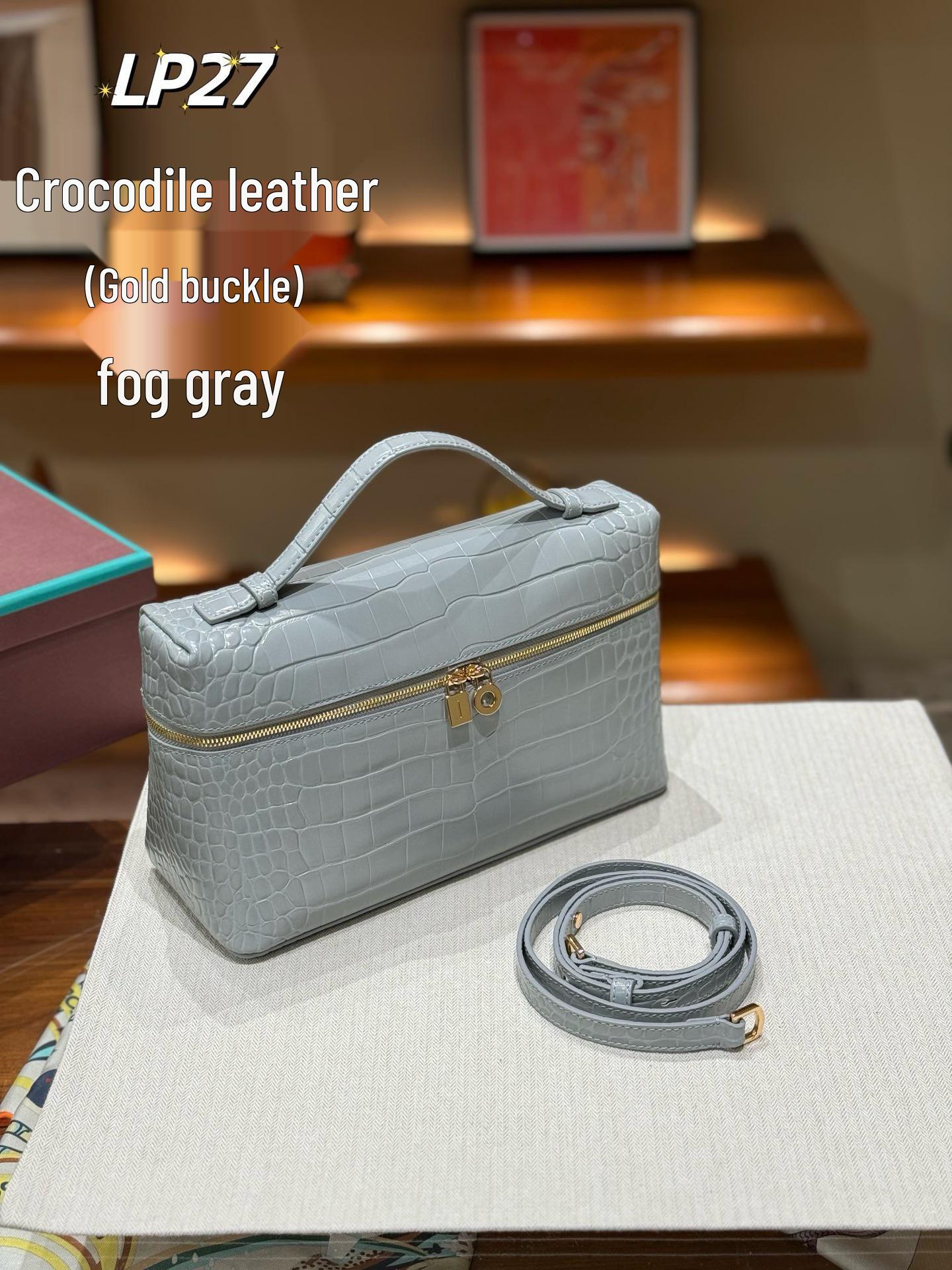 

Маленькая квадратная сумка кроссбоди из натуральной кожи с тиснением под крокодила LP19 с замком для косметики Small: 19cm*11cm*7cm