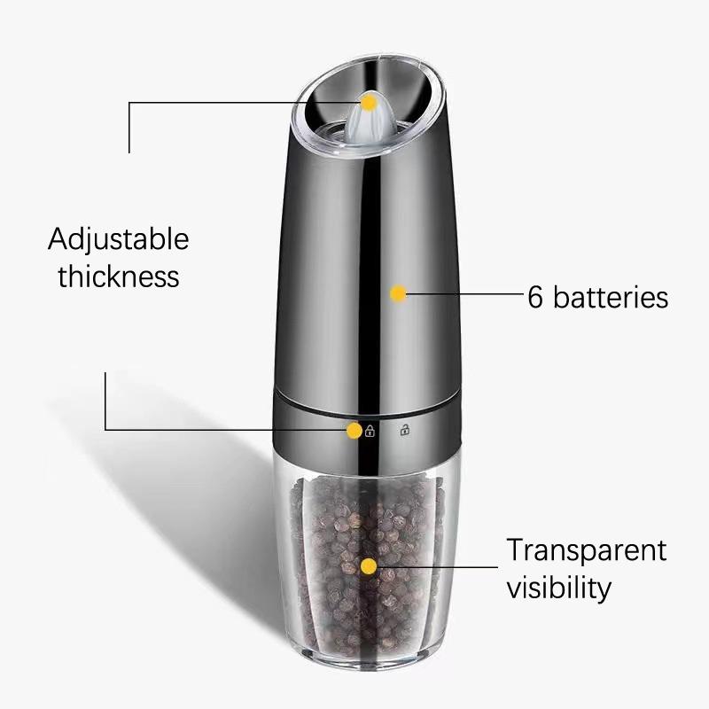 Electric Pepper Grinder Salt And Pepper Grinder Adjustable Coarseness Spice Mill With Led Light Kitchen Tool