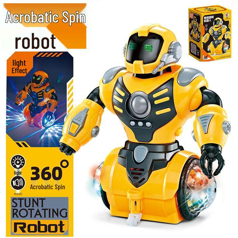 

360° Rotating Electric Robot Toy with Lights & Music for Kids No Battery + Screwdriver