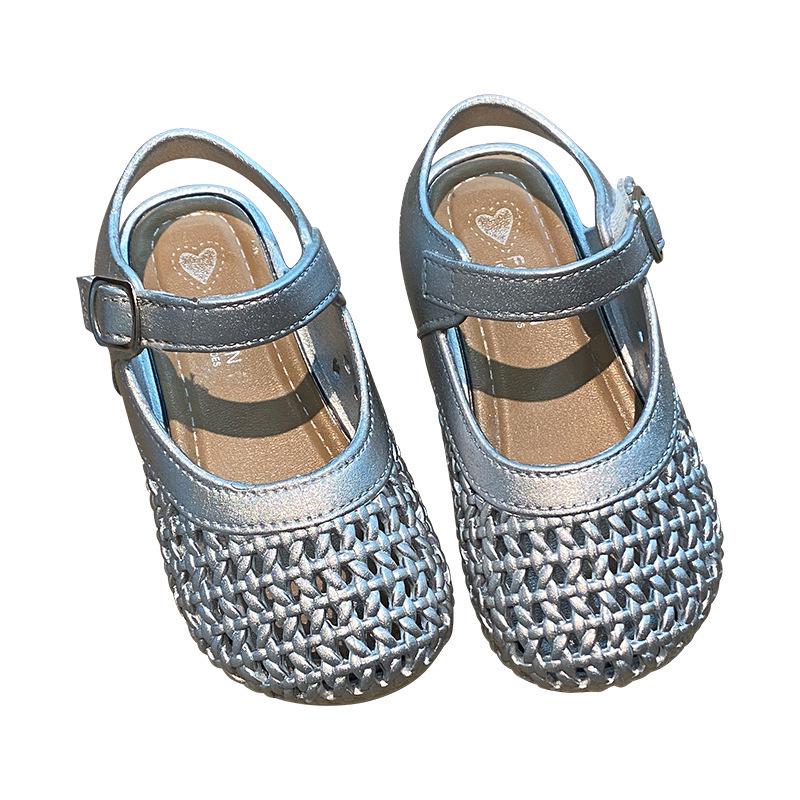2025 Summer New Girls' Woven Turban Sandals - Soft Sole Toddler Princess Shoes